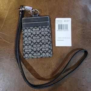 Coach Black Leather and Gray Wristlet Card , I D Holder
